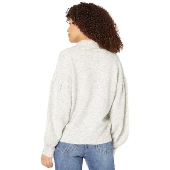 NWT Madewell Shawl Collar Sweater Grey Marled Knit Pullover Puff Sleeve Medium - Picture 12 of 12
